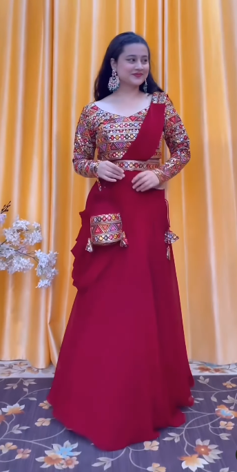 Attractive Lehenga Set With Embroidered Blouse