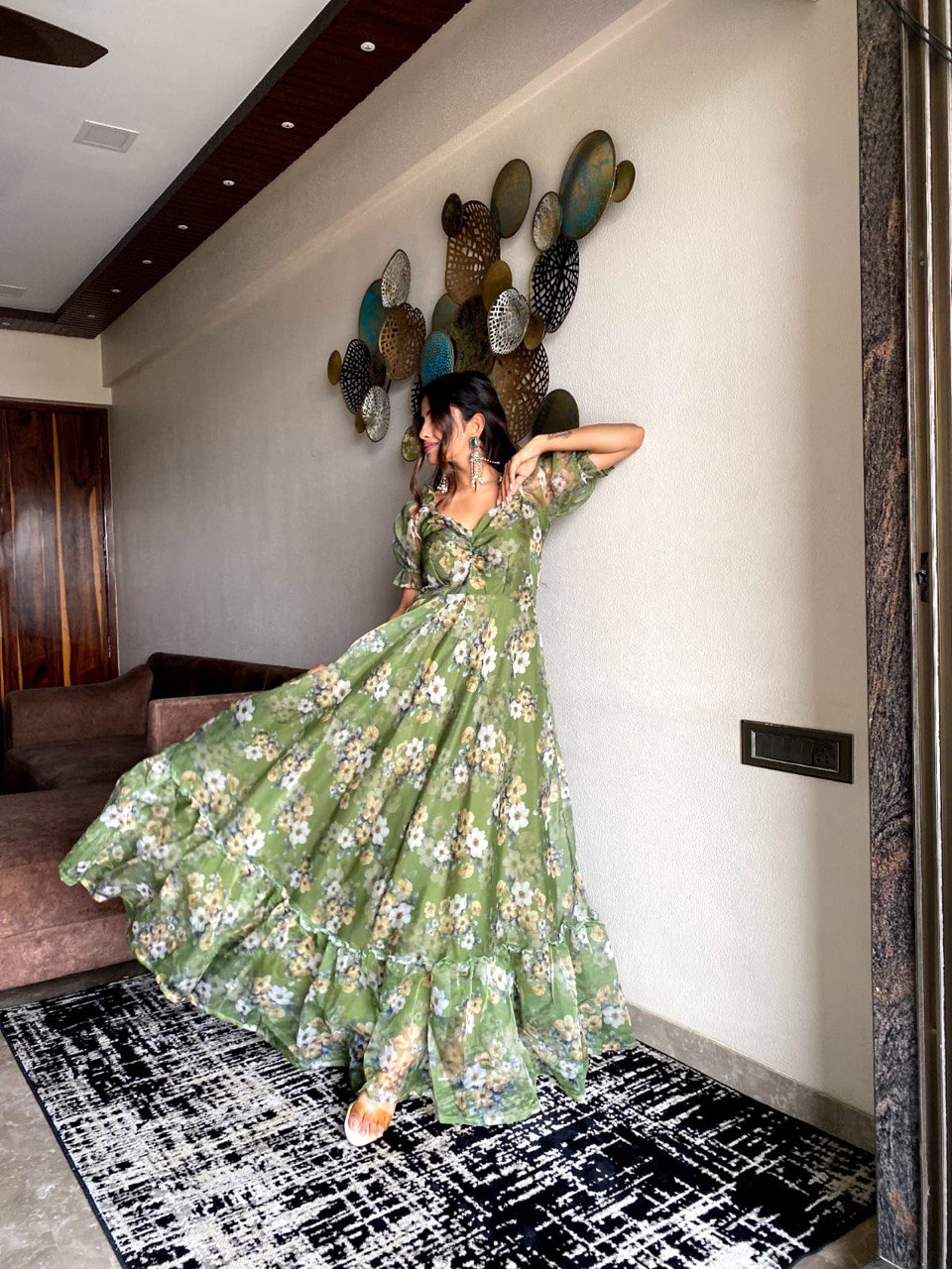 Wedding wear Amazing Pista Green Color Printed Organza Silk Gown-manmohitfashion.com ManMohit Fashion Wedding wear Amazing Pista Green Color Printed Organza Silk Gown-manmohitfashion.com ManMohit Fashion