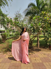 Ready to wear satin Saree with black Blouse Material