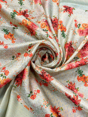 Pista Color Digitally Printed Soft Silk Saree