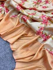Skin Color Digitally Printed Soft Silk Saree