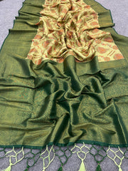 Green Digitally Printed Soft Silk Saree