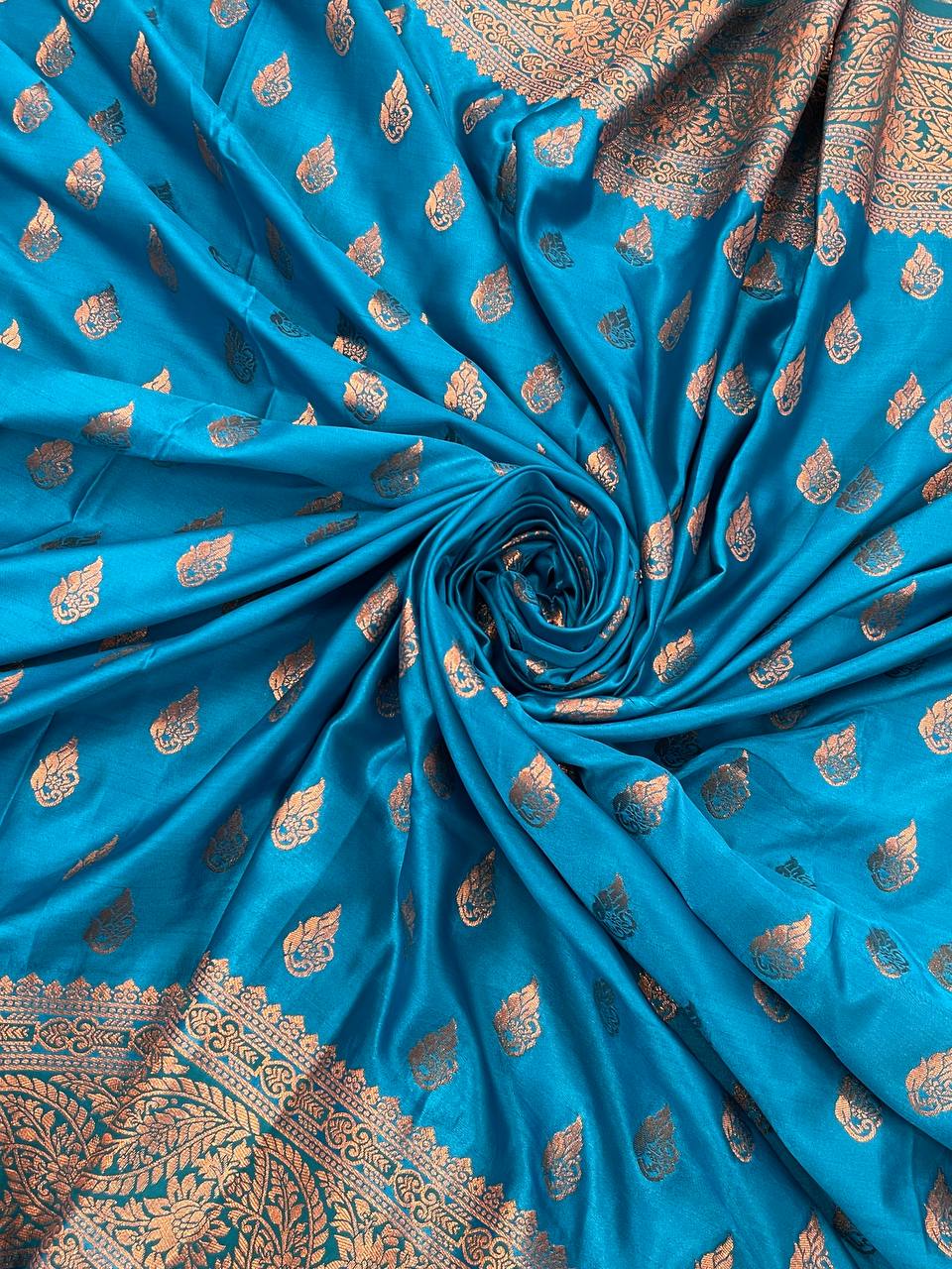 Sky Blue Pure Banarasi Silk Saree