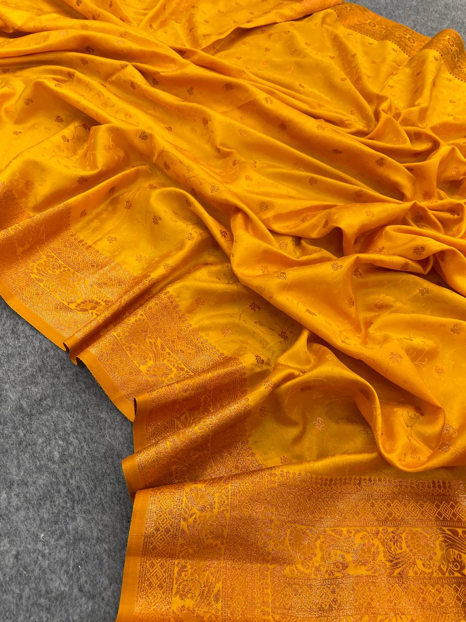 Yellow Pure Banarasi Silk Saree