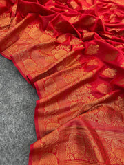 Red Pure Banarasi Silk Saree