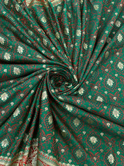 Pretty Green Soft Banarasi Silk Saree With Snazzy Blouse Piece
