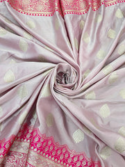 Pretty Pink Soft Banarasi Silk Saree With Snazzy Blouse Piece