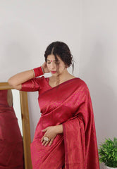 Gajjari Colour Saree With Heavy Brocade Blouse