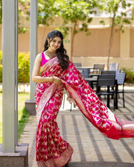 Rani Pink Pure Banarasi Silk Saree