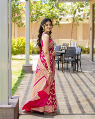 Rani Pink Pure Banarasi Silk Saree