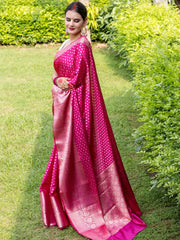 Pink Color Attractive Pure Banarasi Semi Silk Saree