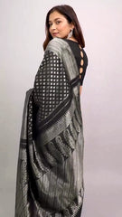 Black Banarasi Soft Silk Saree With Blouse