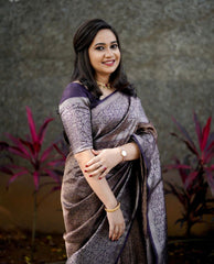 Exquisite Banarasi Soft Silk Saree with Copper & Silver Zari Weaving