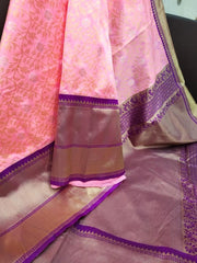 Elegant Pink Banarasi Soft Silk Saree with Blouse