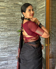 Exquisite Black Banarasi Soft Silk Saree