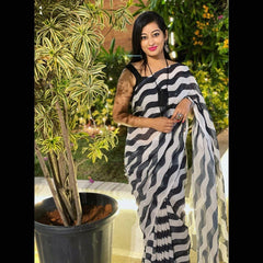 Black And White Color Sequins Base Bollywood Saree