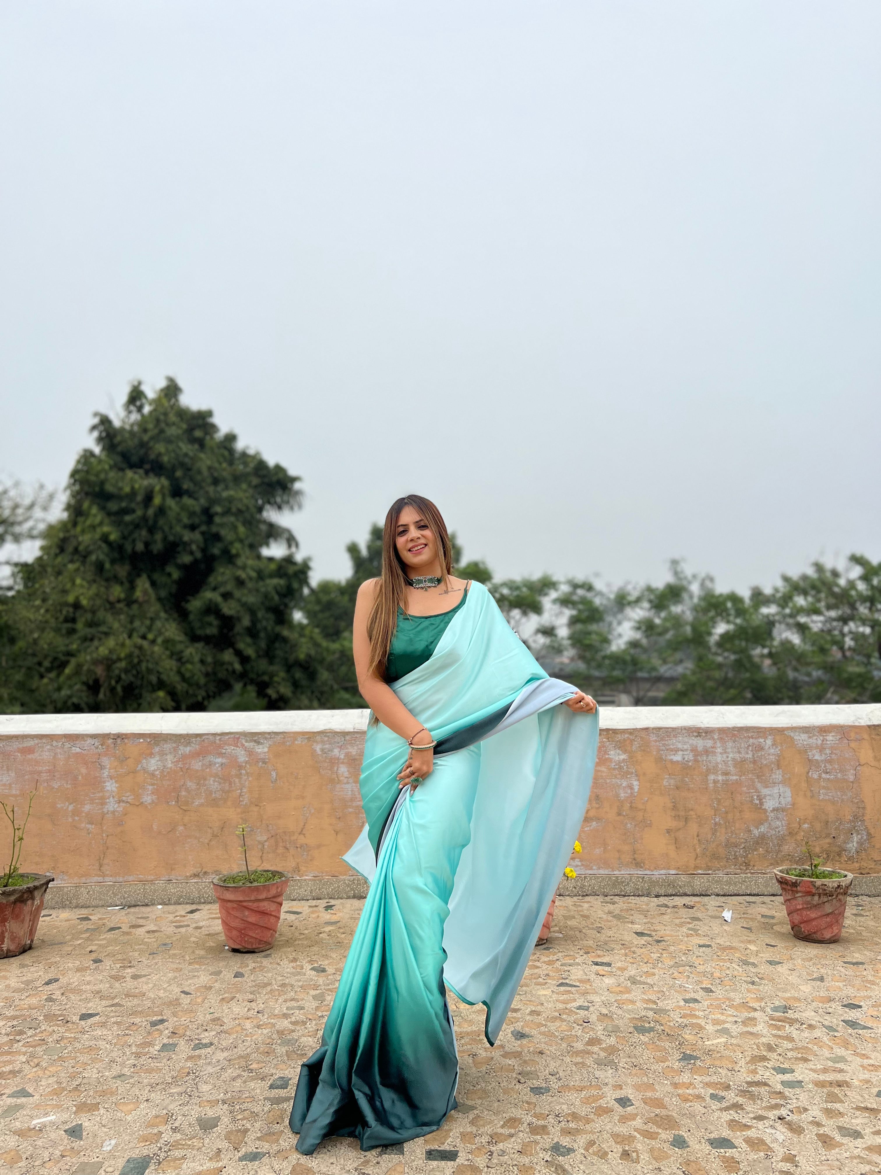 Dual colour Ready to wear saree