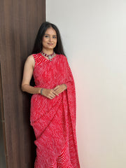 Beautiful Red Leheriya Desinger Georgette Saree