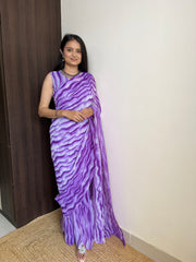 Attrective Purple shade Desinger Georgette Saree