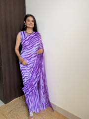 Attrective Purple shade Desinger Georgette Saree