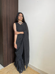 Beautiful Black Dot Desinger Georgette Saree