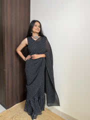 Beautiful Black Dot Desinger Georgette Saree