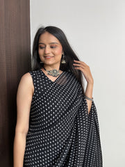 Beautiful Black Dot Desinger Georgette Saree