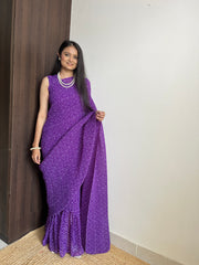 Attractive Purple Bandhani Desinger Georgette Saree