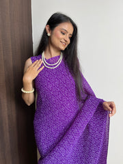 Attractive Purple Bandhani Desinger Georgette Saree