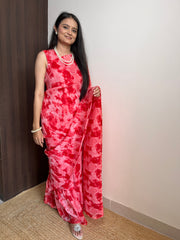 Beautiful Red Desinger Georgette Saree