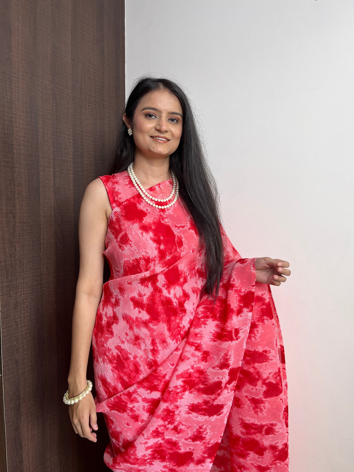 Beautiful Red Desinger Georgette Saree