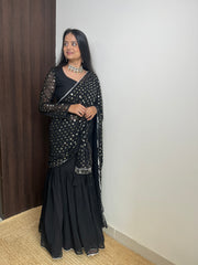 Black Colour Beautiful Sequence Work Lehenga Saree