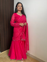 Pink Colour Beautiful Sequence Work Lehenga Saree