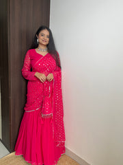 Pink Colour Beautiful Sequence Work Lehenga Saree