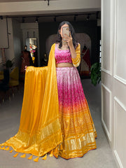 Ravishing gaji silk lehenga look at wedding and navratri