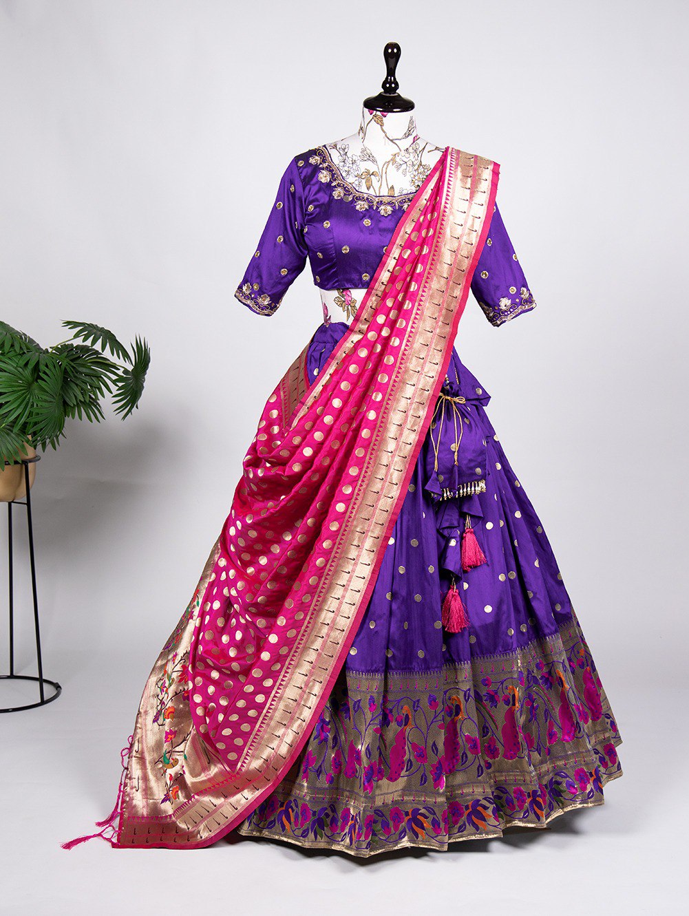 Purple Color Weaving Zari Work Jacquard Silk lehenga Choli