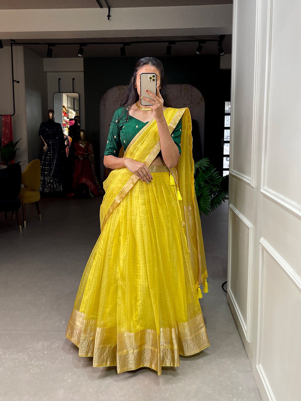 Magnificent organza lehenga with heavy banglory blouse and Dupatta