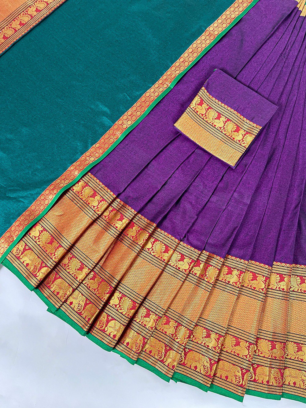 Purple Color Traditional Narayanpet Half Sarees