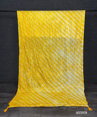 Yellow Color Gota Patti Border Leheriya Bandhej Dupatta