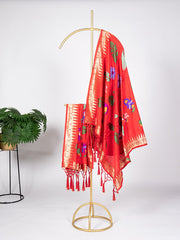 Red Color Zari Weaving Work Jacquard Paithani Dupatta