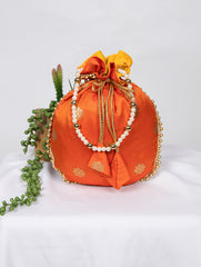 Orange Color Weaving Zari Work Silk Batwa