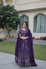 Beautiful Purple Designer Heavy Sequins Zari Embroidered work Lehenga Choli