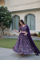 Beautiful Purple Designer Heavy Sequins Zari Embroidered work Lehenga Choli