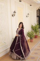 Attrective Faux Blooming With Sequins And Embroidered work Gown With Dupatta