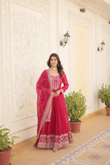 Attrective Faux Blooming With Sequins And Embroidered work Gown With Dupatta