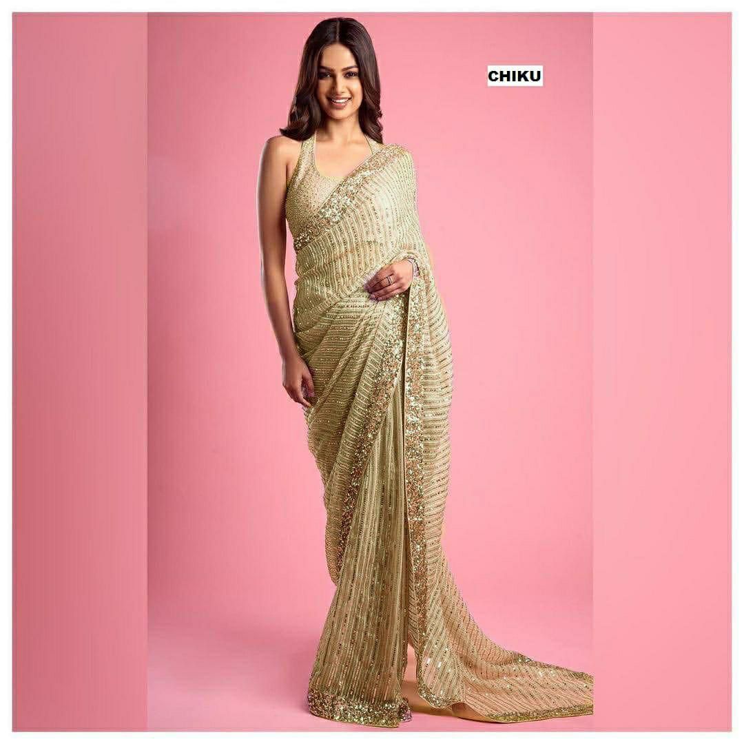 Premiuim Georgette Sequence Embroidery Work Saree