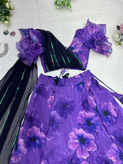 Marvelous Purple Color Lehenga with Blouse Attached Metallic Thread Dupatta