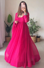 Stunning Pink Anarkali Suit Set with Gota Patti Work and Dupatta