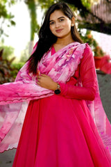 Captivating Pink Color Long Anarkali Gown