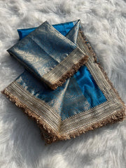 Jahnvi Kapoor Tissue Saree with Elegant Golden Zari Border